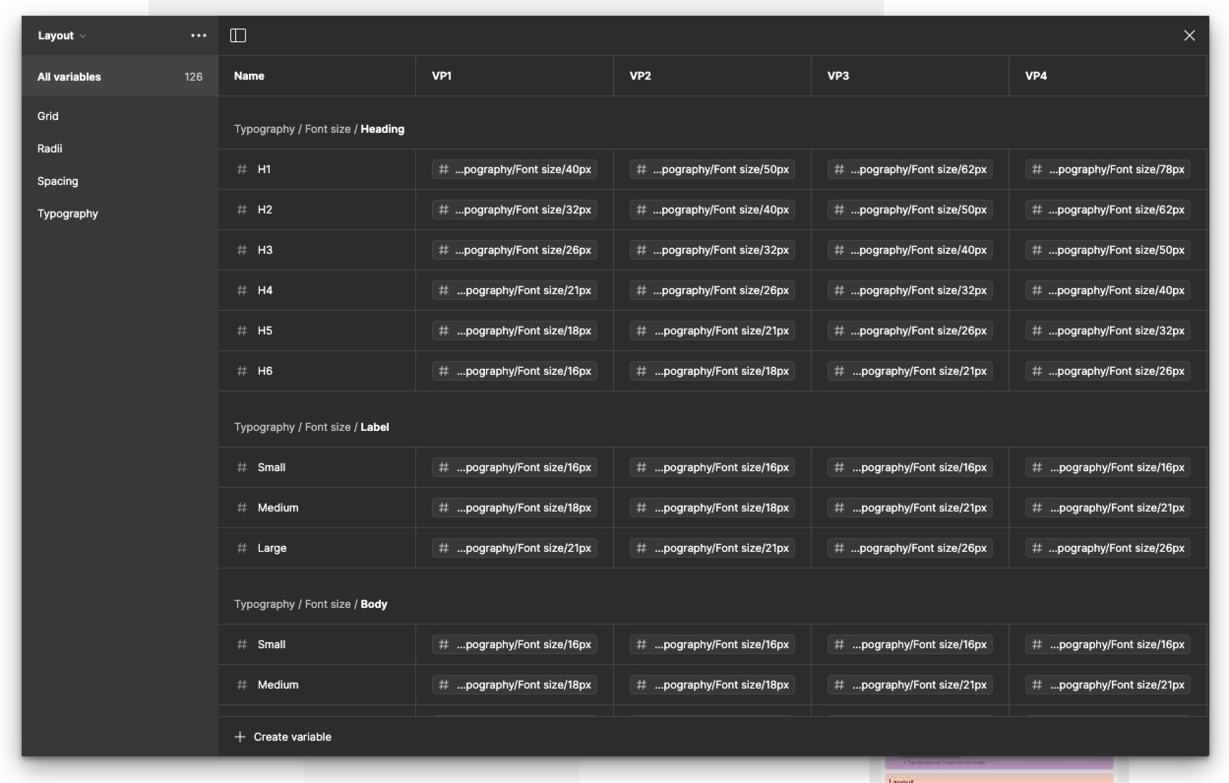 Microsoft typography variable in Figma