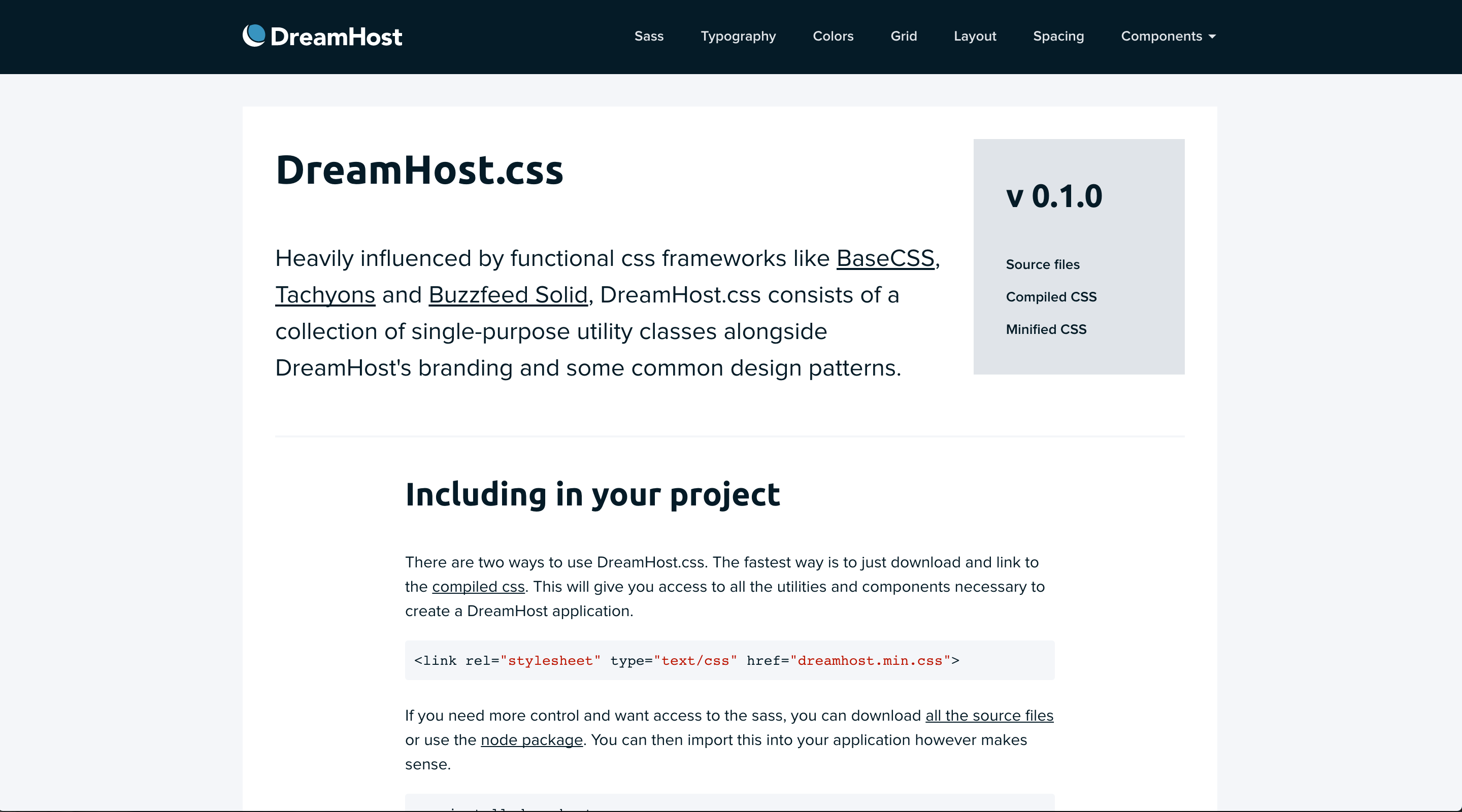 The dreamhost.css landing page showing the terms pattern and component