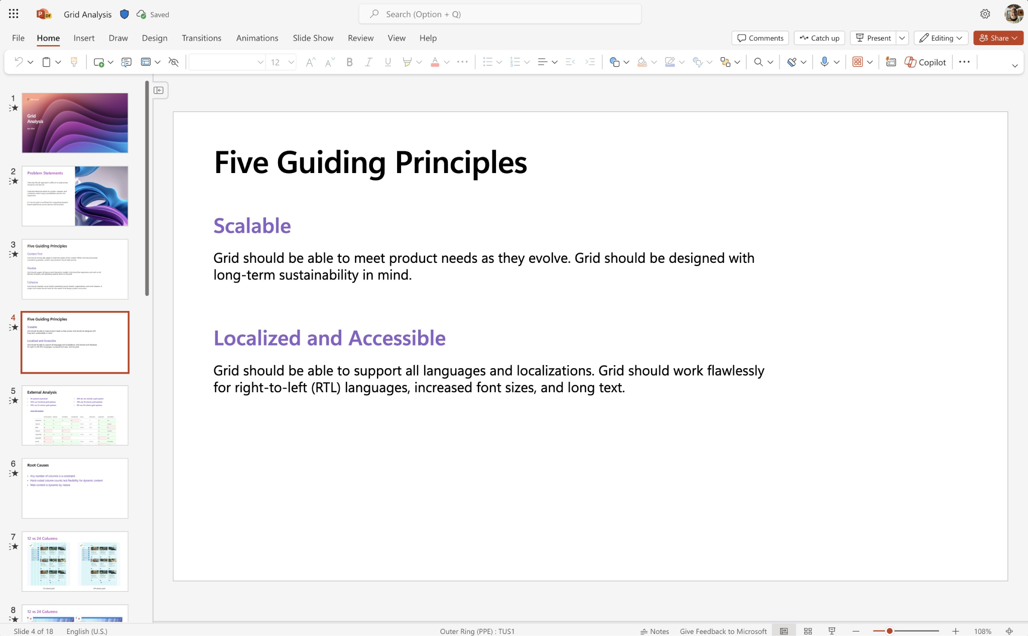 Design principles four and five, created for researching different grid models