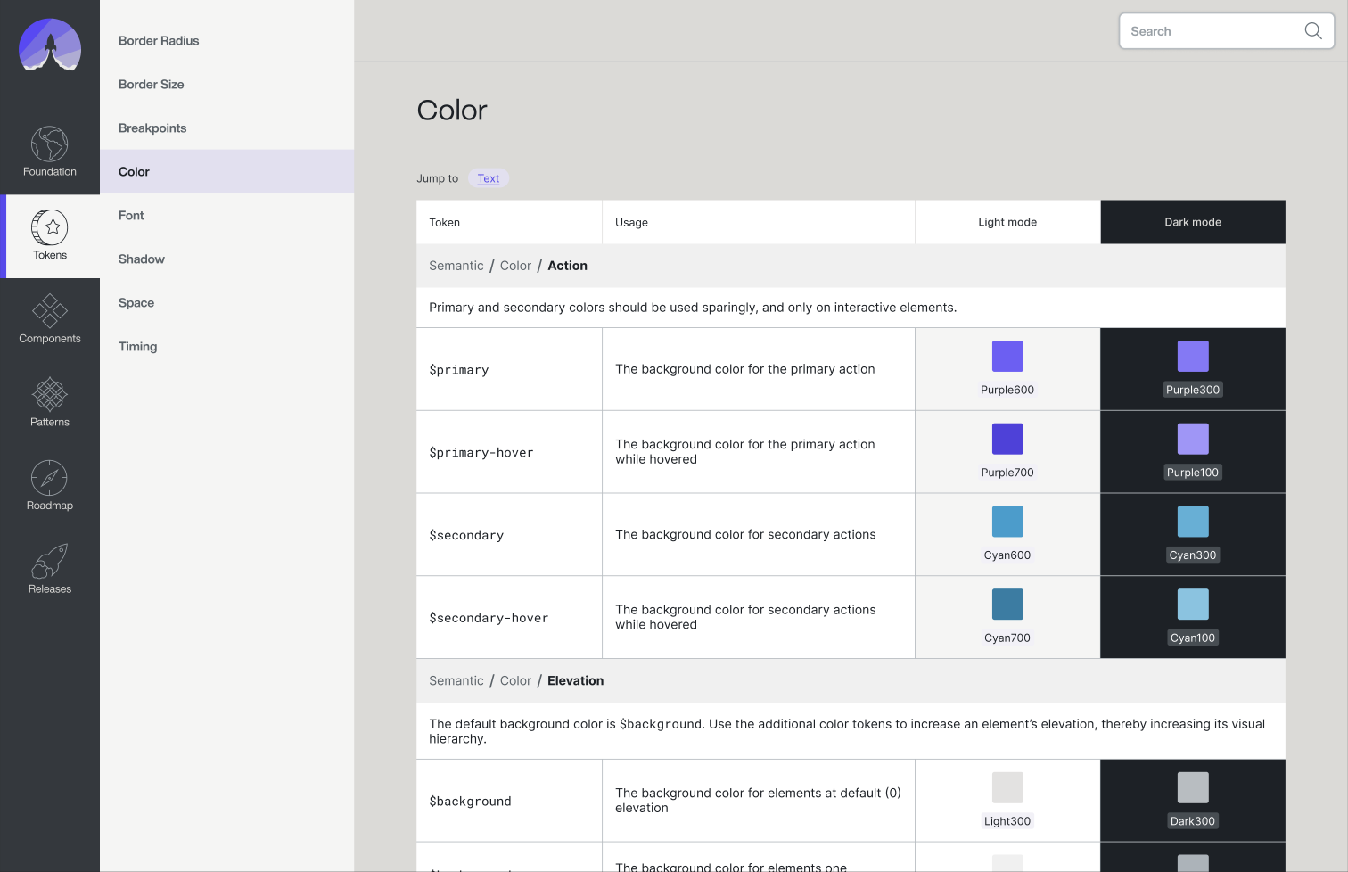 Color design token documentation in Apollo design system